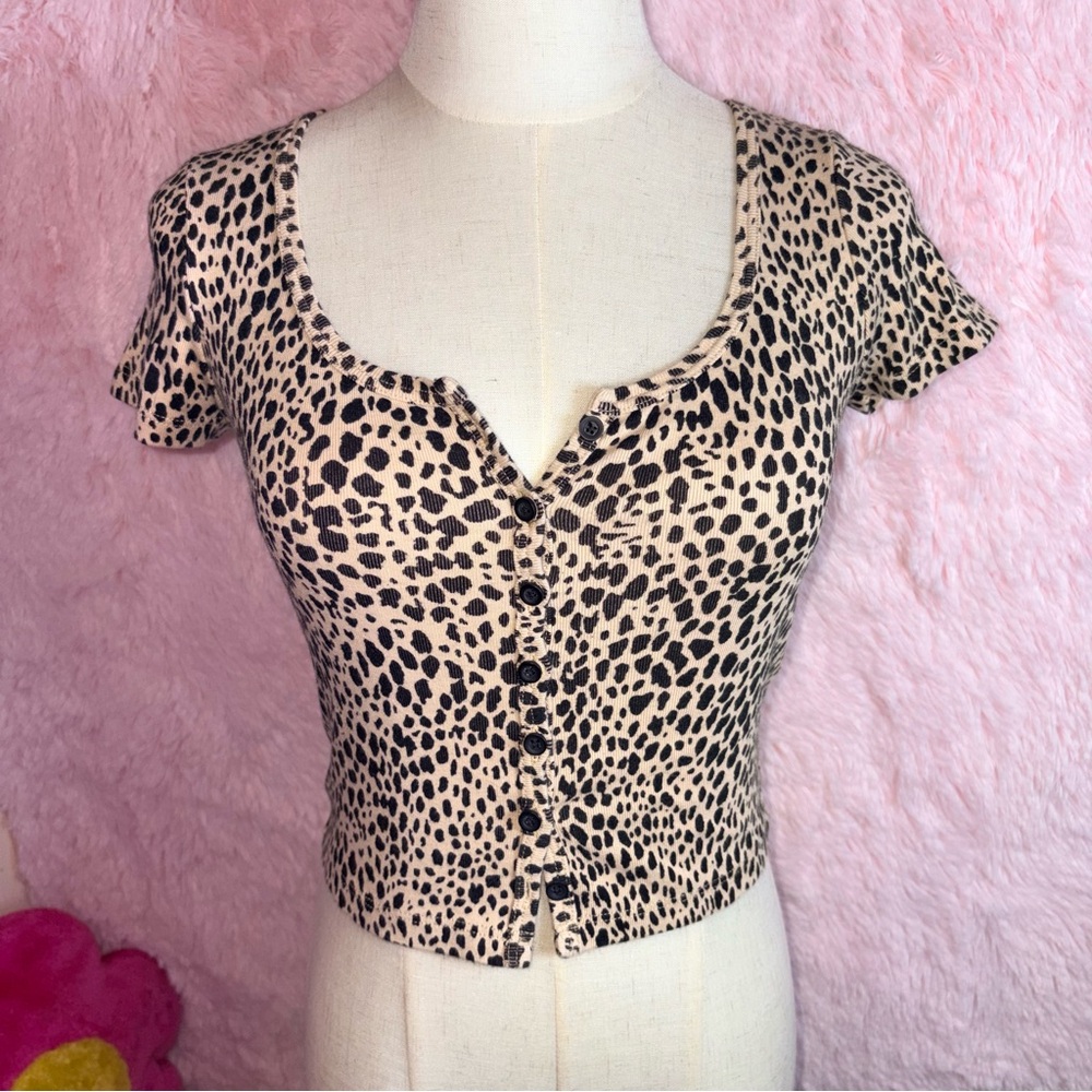 John Galt Leopard Button Up Top